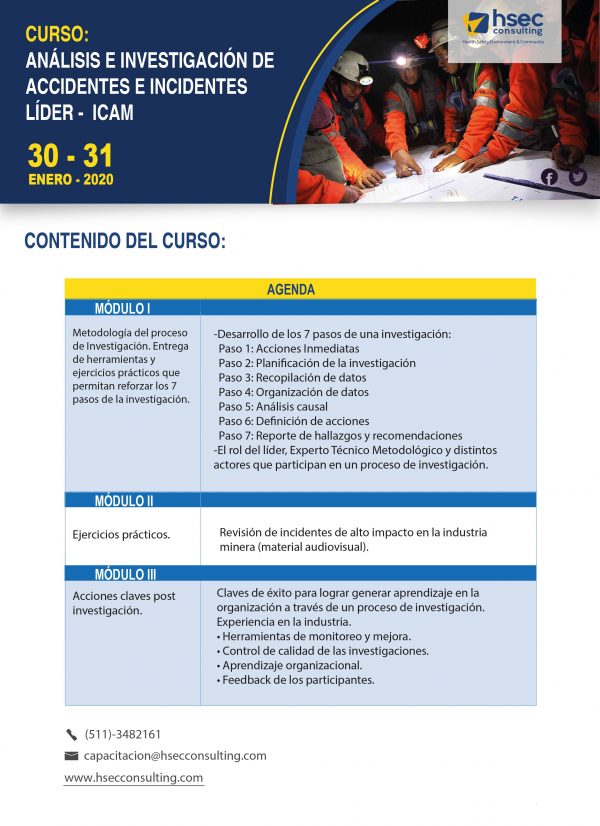 CURSO – TALLER: ” ANÁLISIS E INVESTIGACIÓN DE ACCIDENTES E INCIDENTES ...